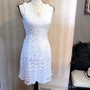 INC white crosheted cotton lined dress_size 2P